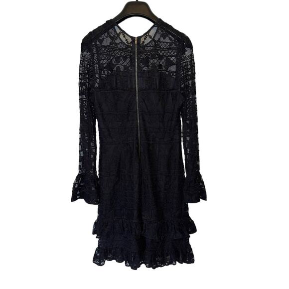Parker Semi Sheer and Ruffled Black Mini Dress Size Small - Picture 2 of 11